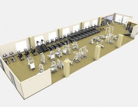 Fitness gym planning layout with modern equipment
