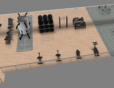 Commercial building with built-in gym design