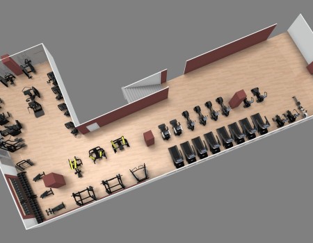 Fitness center equipment layout and distribution
